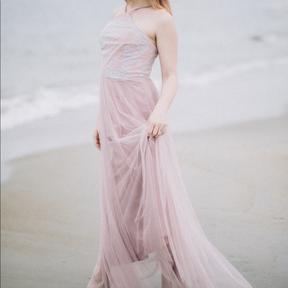 Blush and Silver bridesmaid/prom Dress